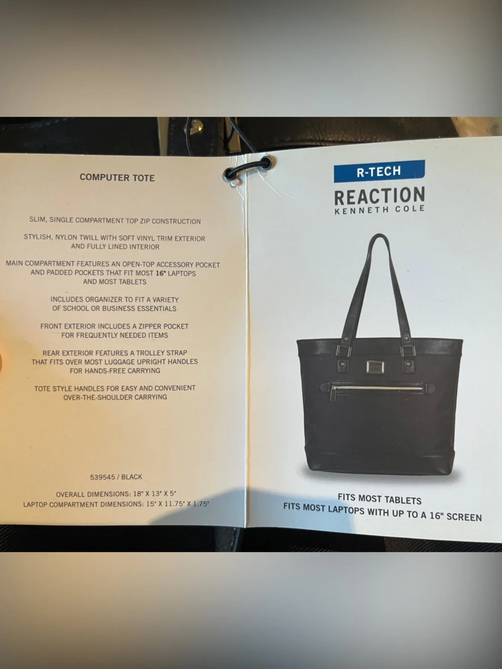 NWT Kenneth Cole Reaction Laptop Tote Bag